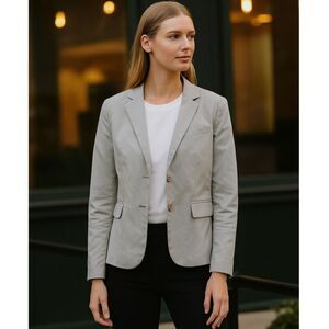 Revolve Norma Kamali Cotton Poplin 2 Button Blazer Womens Sz 6 Khaki Classic